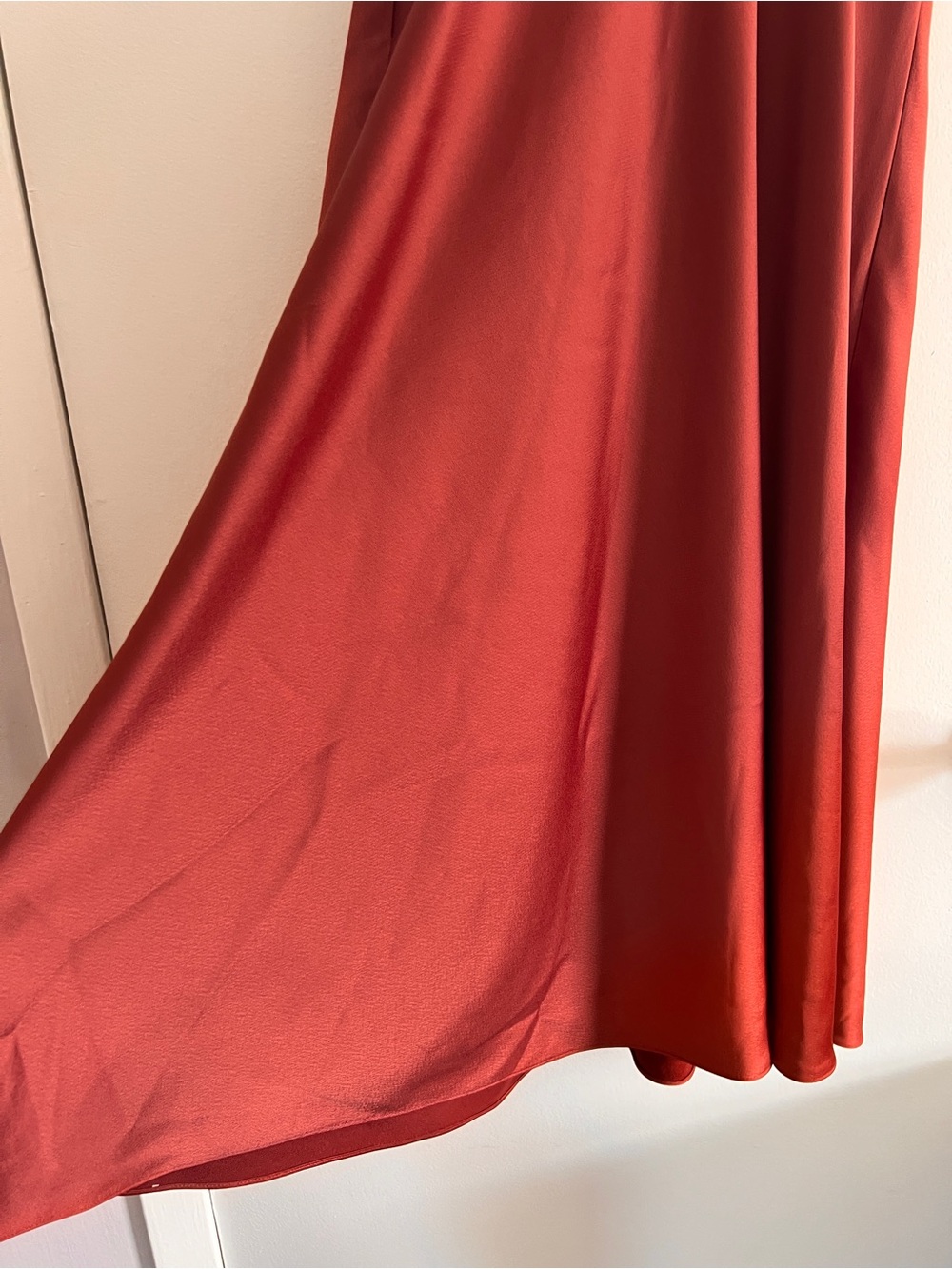 BHLDN Rust-Orange Satin Midi Slip Dress - Picture 6 of 8